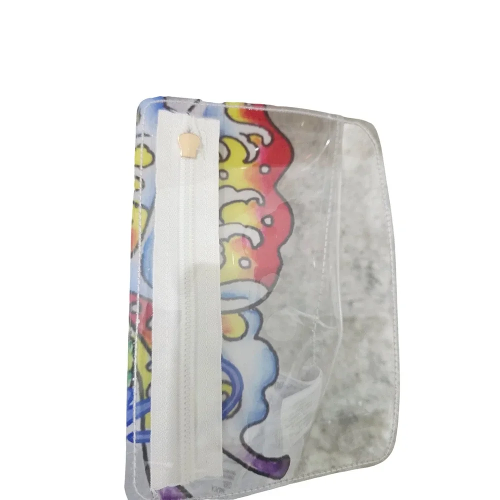 Ed Hardy Clear PVC Butterfly Beach Tote Bag & Zip Pouch Purple White 14x13x6 NWT